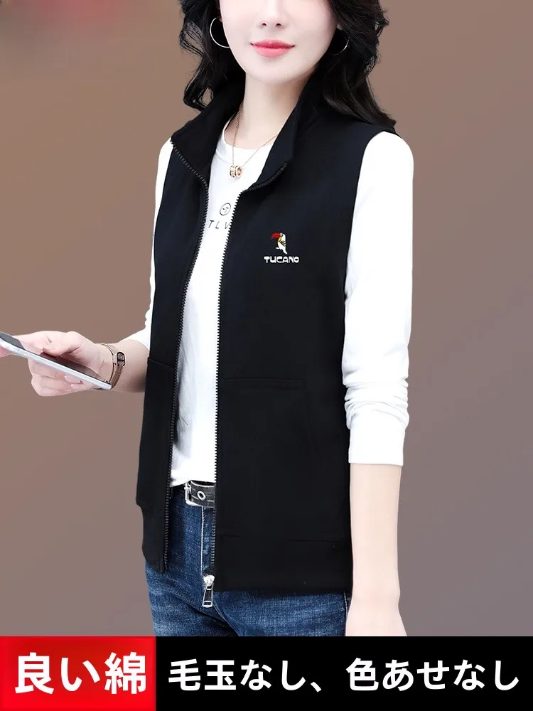 Черный жилет Дятел женский новинка 2024 весенне-осенняя одежда для мам среднего