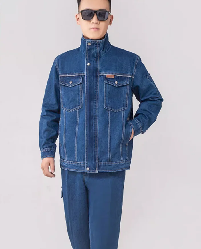 Утолщенная джинсовая рабочая форма из чистого хлопка для мужского осеннего