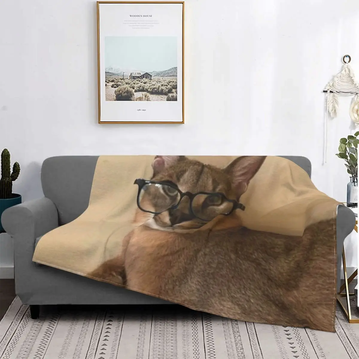 

Cat Cute Meme Blanket Soft Coral Fleece Warm Flannel Bathtub Throw Blankets for Sofa Car Bedroom Bedspread Big Floppa Caracal