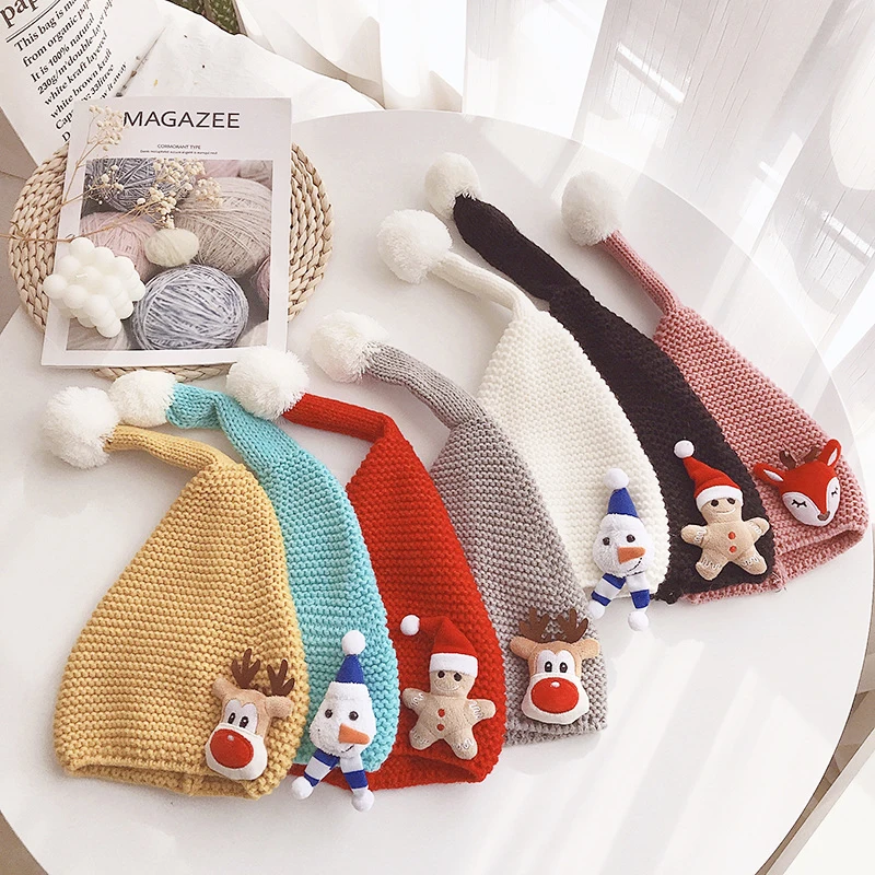 

Baby Christmas Hat Winter Kids Beanie Cute Cartoon Knitted Baby Cap Infant Toddler Bonnet Children Hat for Girls Boys 1-4Y