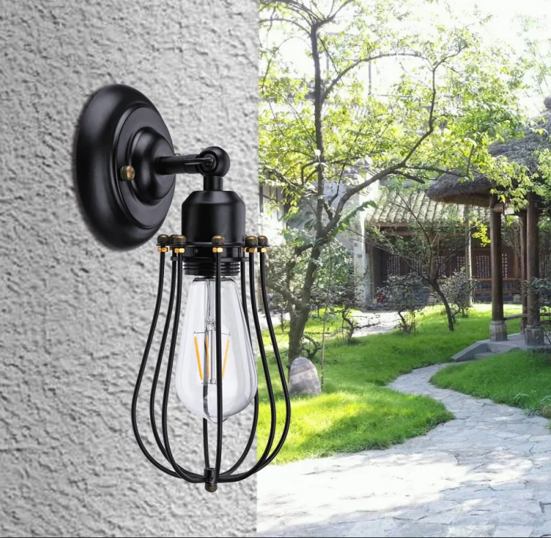 

Ретро настенный светильник Эдисона, американский деревенский Железный настенный светильник, античный грейпфрут, лампа для коридора