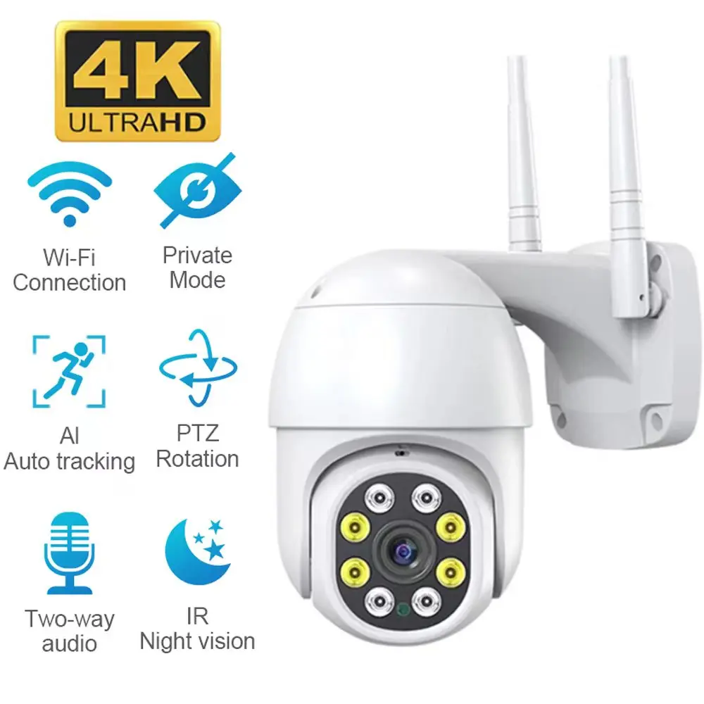 

4K 8MP WIFI Smart PTZ Camera 5x Digital Zoom Color Night Vision Human Detect Wireless IP Camera Audio CCTV Surveillance Cameras