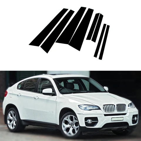 8 шт. для BMW X6 E71 2008 2009 2010 2011 2012 2013 2014 дверь окно столб отделка молдинг крышка наклейки аксессуары