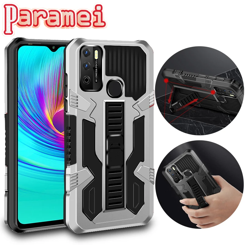 

Shockproof Phone Case For lnfinix Hot9 Hot 9Play 10Play 11Play Strong Anti-Fall Bracket Protective Cover For lnfinix Note 7 Lite
