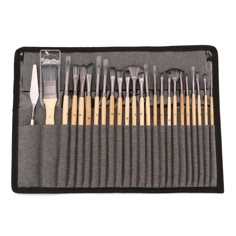 

24Pcs Professional Paint Brushes for Beginner Watercolor Oil Rock Stone Painting