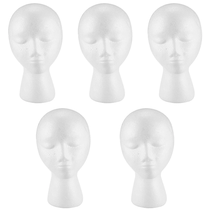 

5X Styrofoam Foam Mannequin Wig Head Display Hat Cap Wig Holder White Foam Head