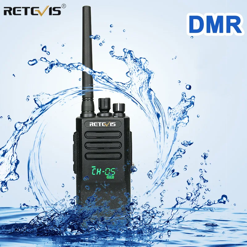 High Power DMR Radio Digital IP67 Waterproof Walkie Talkie Retevis RT50 Display UHF VOX Two Way Radio For Factory Warehouse Farm