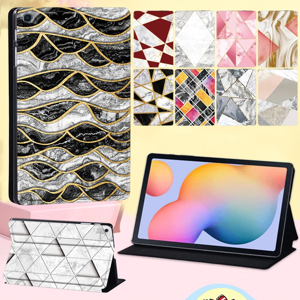 

Tablet Stand Cover Case for Samsung Galaxy Tab S6 Lite P610 P615 10.4" Geometry Pattern Series Leather Flip Shell + Free Stylus