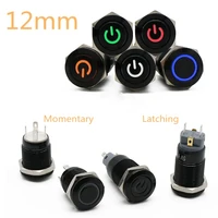 12mm oxidized black high head waterproof metal push button switch led light momentary latching car engine pc power switch 3 380v