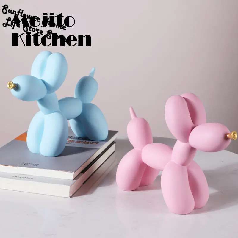 

Balloon Dog Doggy Statue Resin Animal Sculpture Home Decoration Resin Craft Office Decor Standing Black Gold Party Accessories