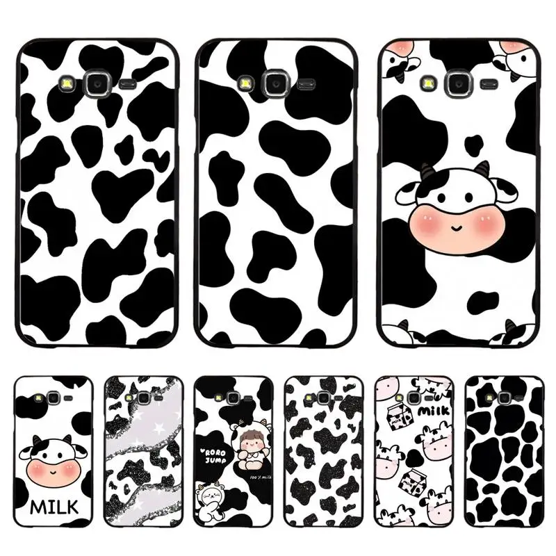 

RuiCaiCa White Black Cow Phone Case For Samsung Galaxy J 4plus J6 J5 J72016 J7prime cover for J7Core J6plus Back Coque