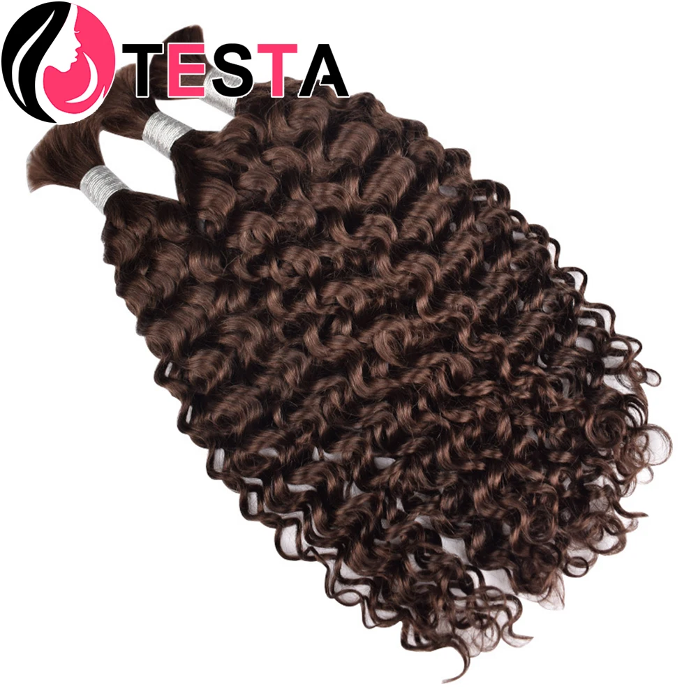 

Deep Wave Bulk Human Hair For Braiding No Weft Remy Bulks P4/27 613 1B27/30 Colored 14-28 Inch Wholesale Remy Hair Bulk Testa