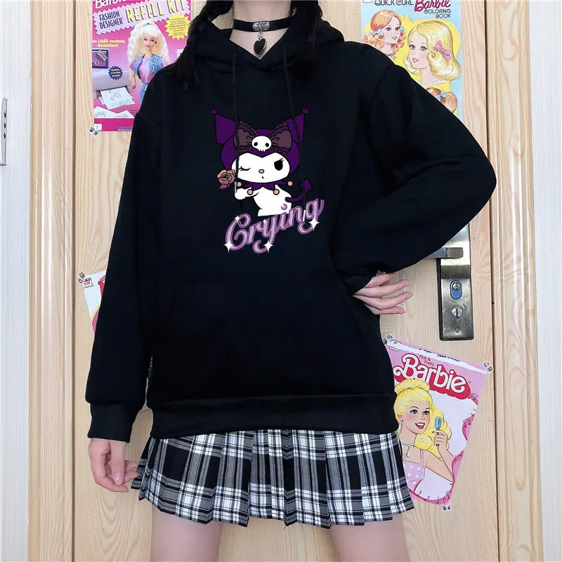 

Sanrio Top Kuromi Hooded Sweater Dark Girl All-match Hoodie Cute Jk Wei Clothes Couple Clothes Graphic Hoodies