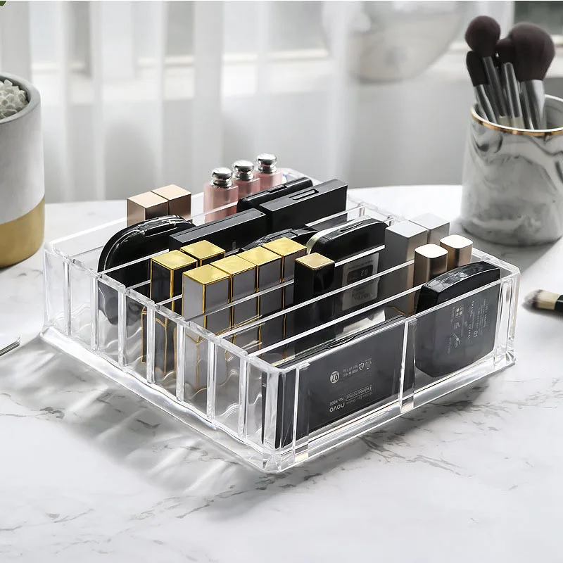 

Прозрачный акриловый органический органайзер для косметики, коробка для макияжа и пудры, Настольная коробка для хранения теней