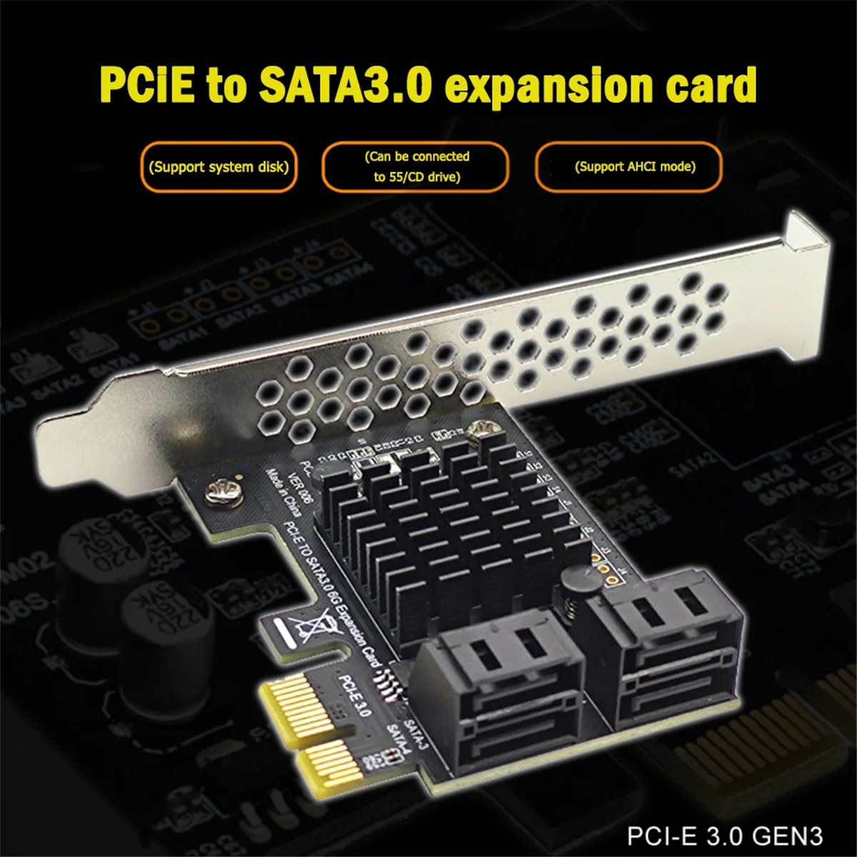 Фото ABNJ Asm1064 Чип-адаптер жесткого диска SSD 4-портовая карта расширения SATA III PCIe 6 Гбит/с Контроллер SATA к PCI-E 1X №4