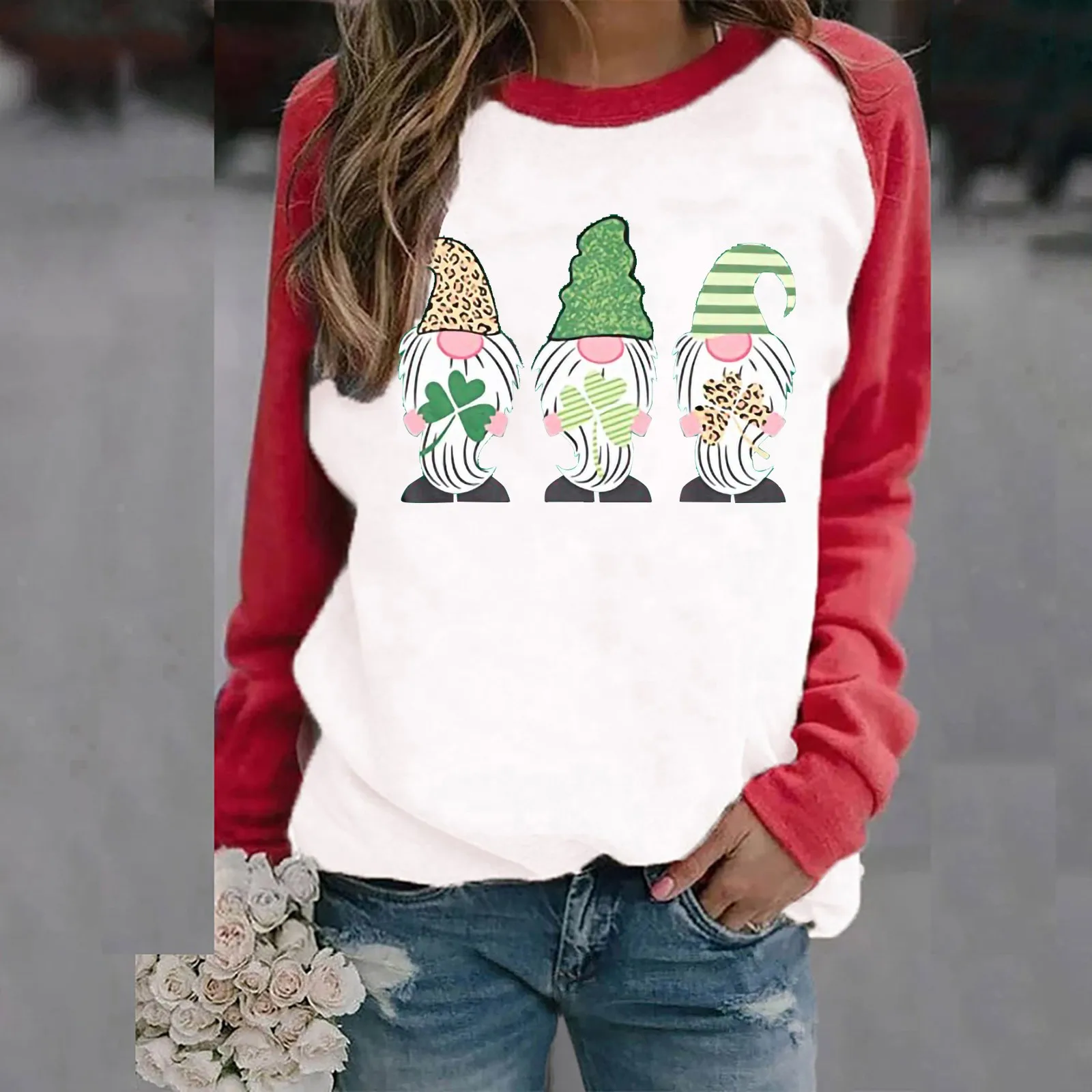 

Женский свитшот, топ, белая блузка с принтом карликовой куклы и бороды, пуловер, летний топ на пуговицах с рукавами