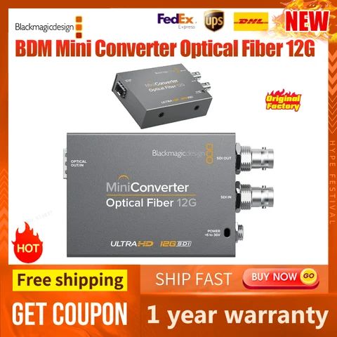 Мини-конвертер оптического волокна Blackmagic Design BDM, 12G, поддержка встроенных SDI и HDMI-аудиоконвертеров