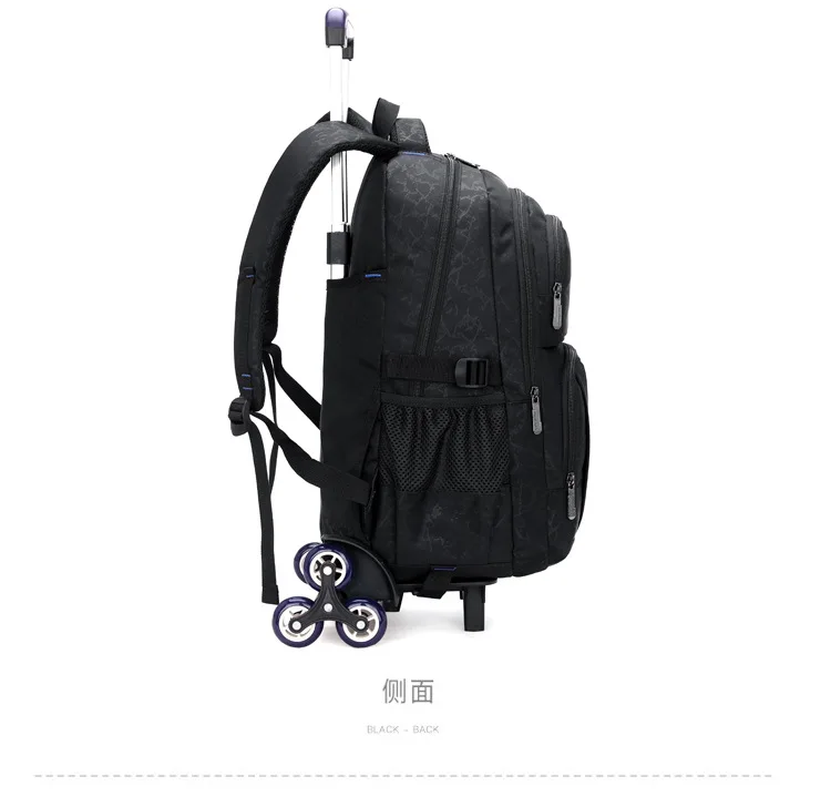 Grades 4-9 Kids Trolley Schoolbag with Wheels Waterproof Removable Children School Bags School Rolling Backpack Bags Mochilas