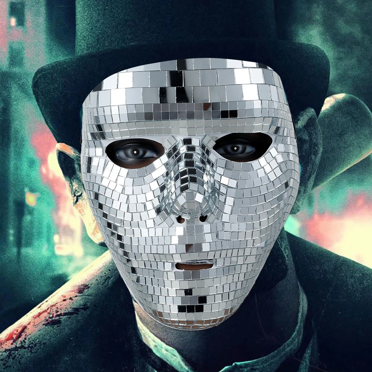 

Маска для лица с блестками для дискотек, для любителей диджея, бара, стеклянная нашивка с зеркалом, анонимная Маскарадная маска, комфортный ...