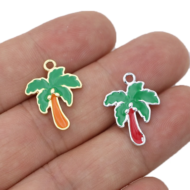 

10Pcs Gold Plated Green Enamel Coconut Tree Charm for Jewelry Making Necklace Handmade Bracelet Accessories DIY