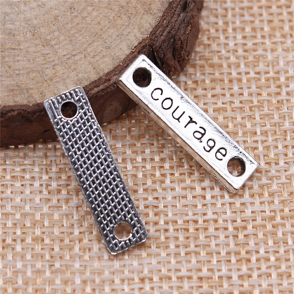 

20pcs 24x6mm Charm Courage Connector Courage Connector Charms For Jewelry Making Antique Silver Plated Courage Charms
