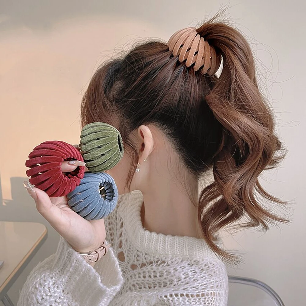 

2022 Fashion Women Bun Hair Claw Horsetail Buckle Hair Clip Bird Nest Expanding Headwear Female Ponytail Holder Hair Accessories