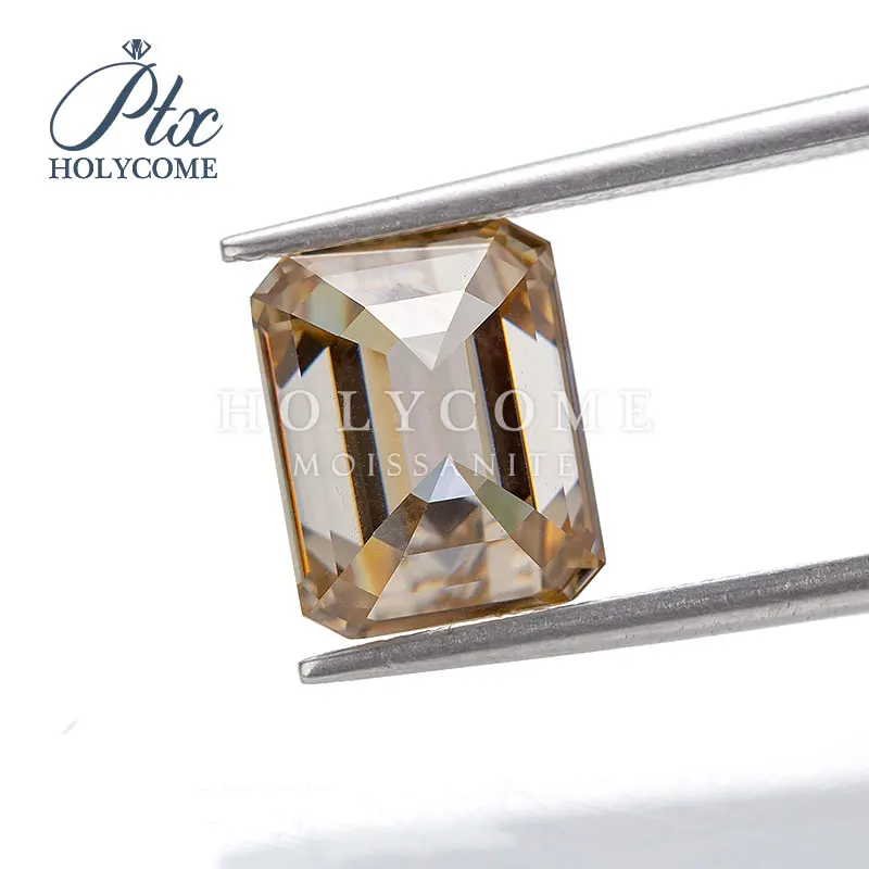 Holycome Moissanite Шампань цвет Gra Сертифицированный VVS1 изумрудная огранка Свободный