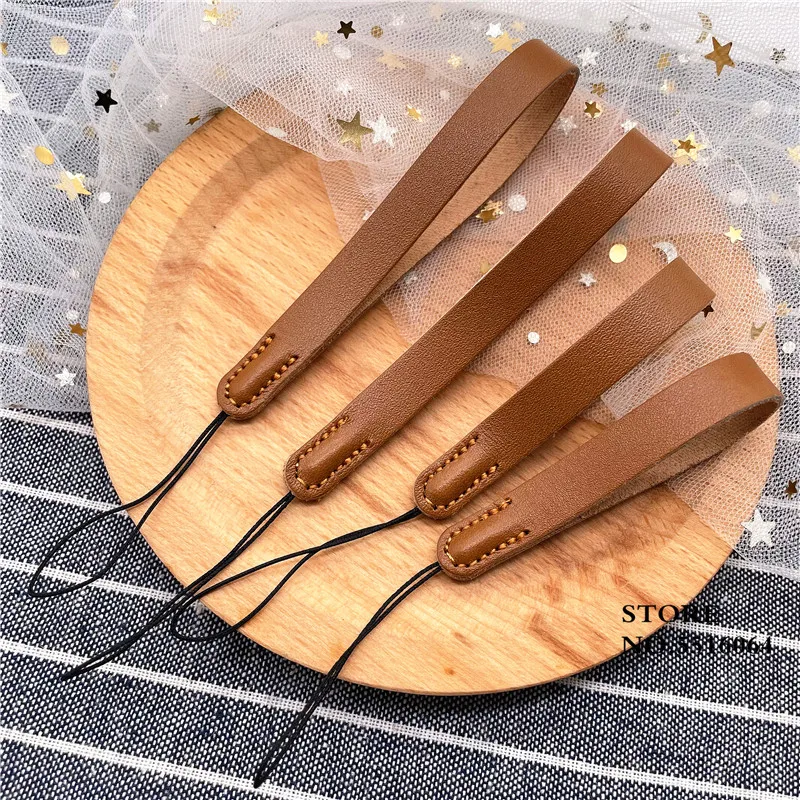 

New Leather Lanyard Short Phone Strap Anti-lost Key Chain Smooth Surface Finger Rope For U Disk Bluetooth Small Speaker Sling