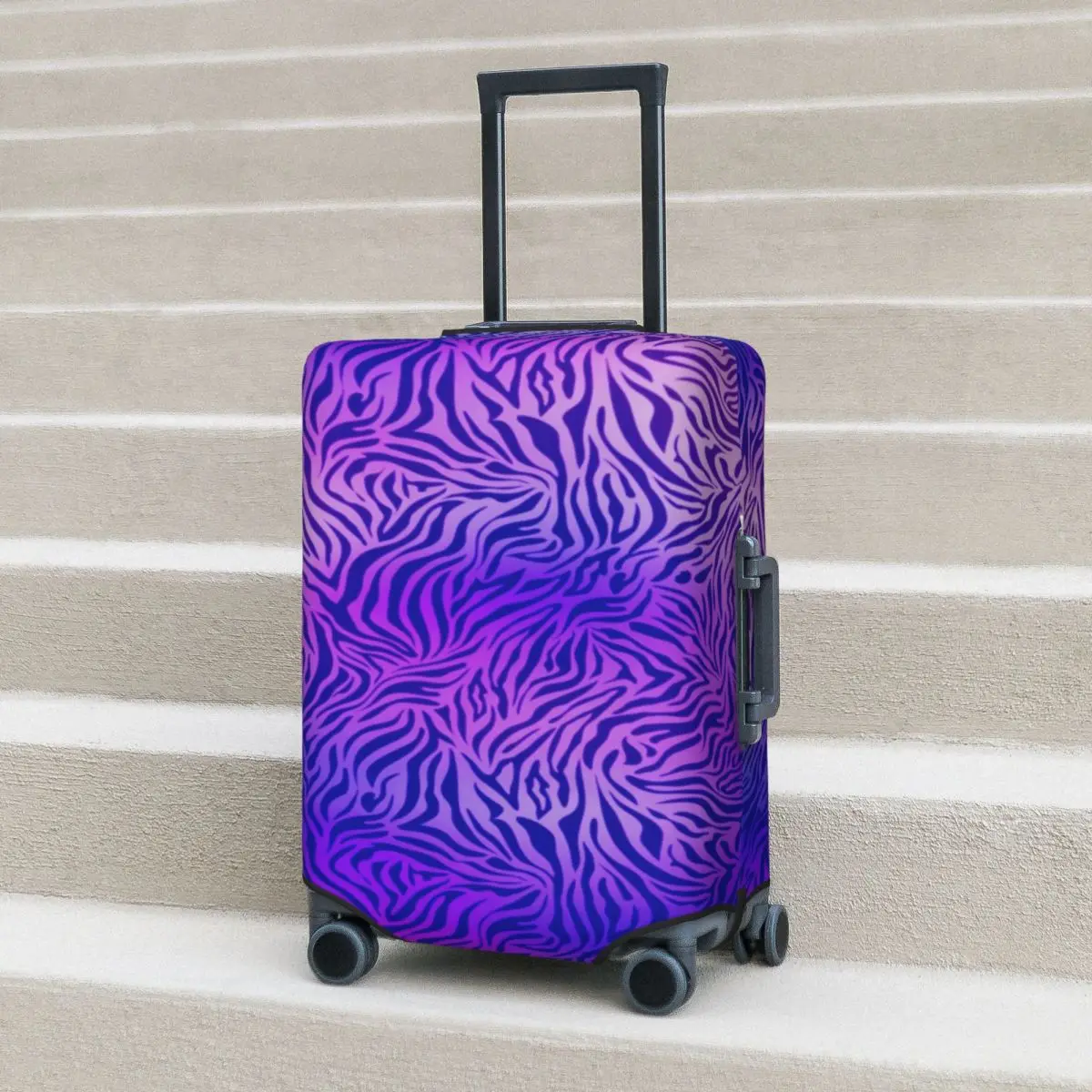

Blue Purple Zebra Suitcase Cover Animal Print Cruise Trip Protection Flight Useful Luggage Supplies