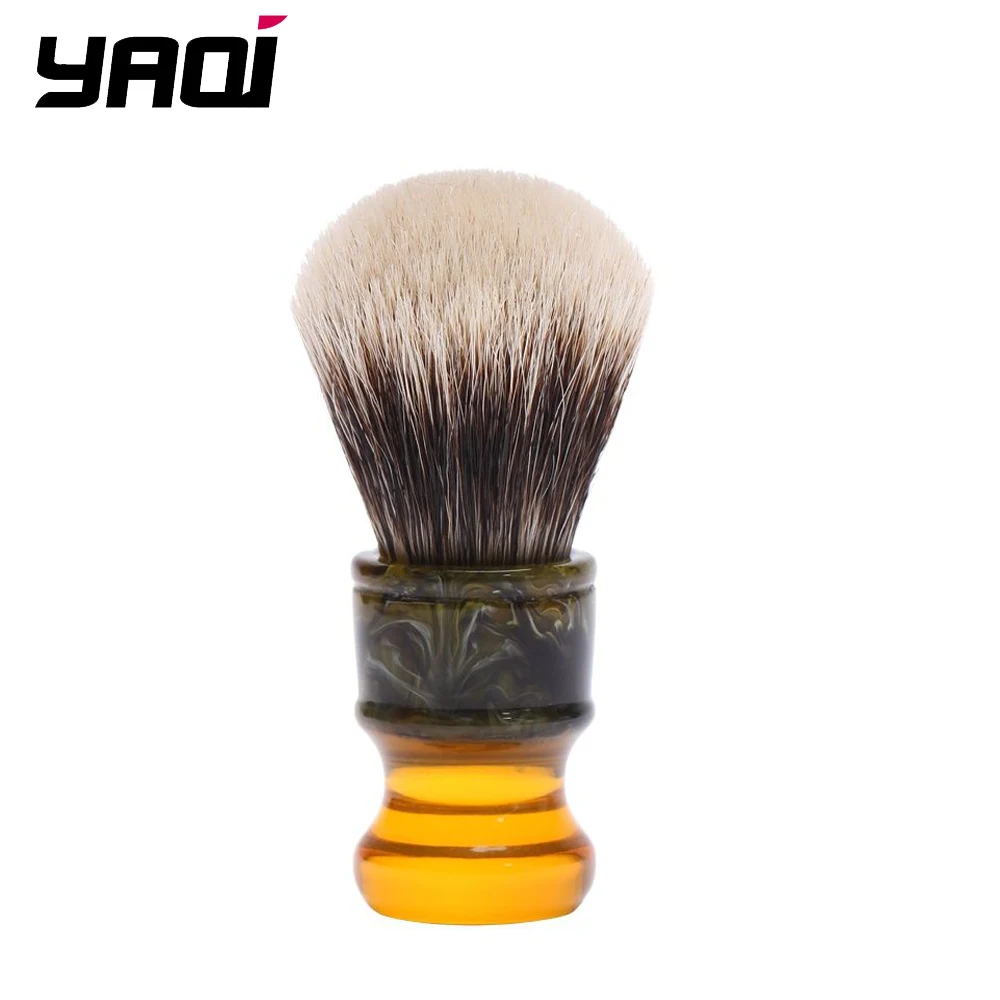Yaqi-brochas de afeitar para hombre, pelo de tejón de dos bandas, 22MM, mango de resina, mojado