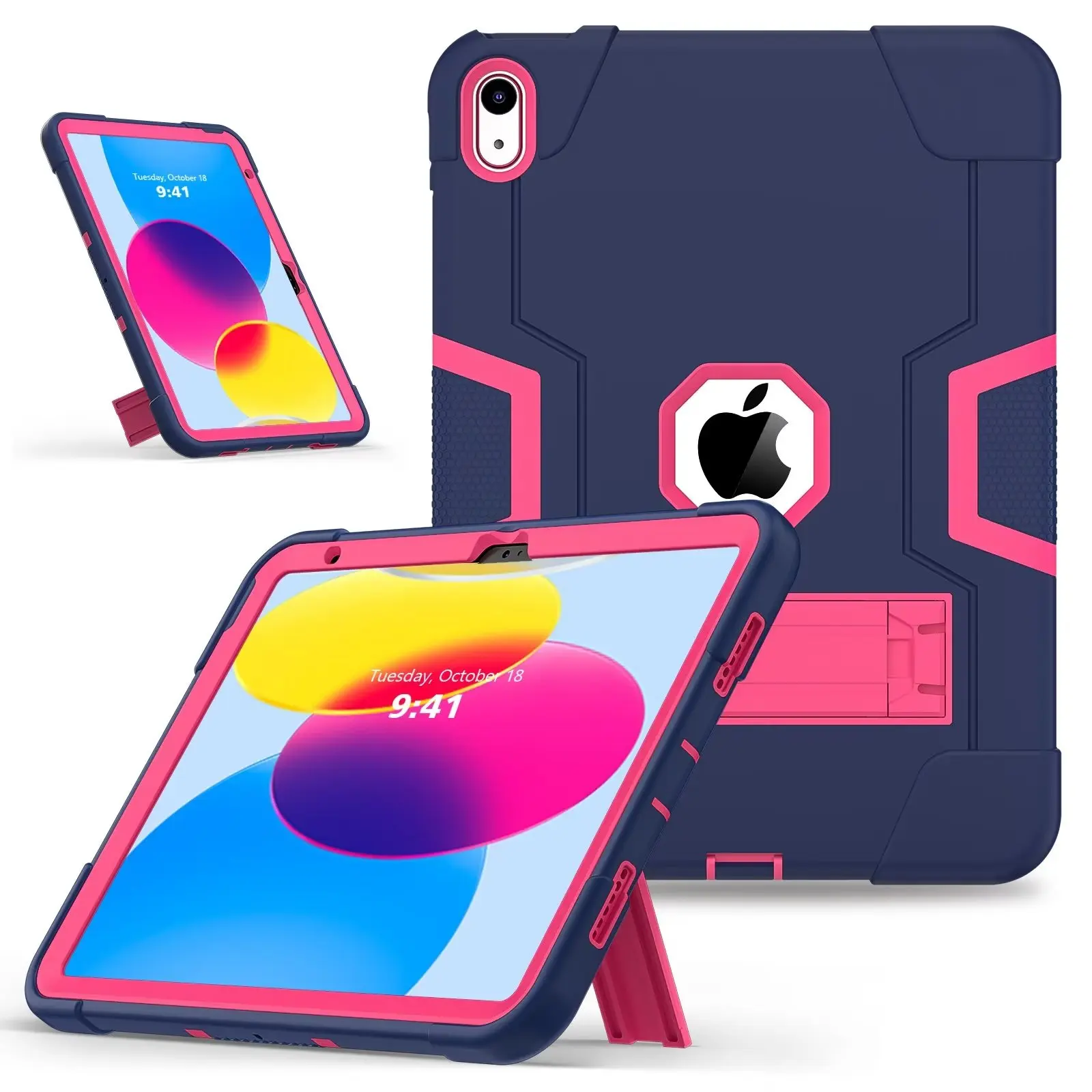 

Case for Apple iPad 10th Gen 10.9 2022 Shockproof Case Cover Kickstand Kid Safe Silicone Hard Case for iPad 10 A2757 A2777