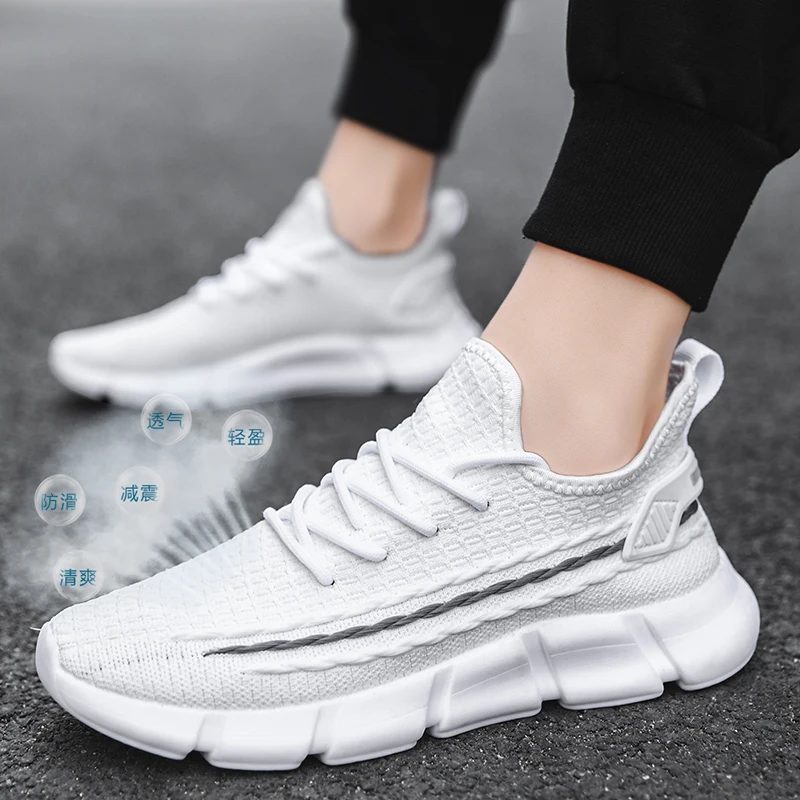 

Мужская обувь, новинка, спортивная обувь, модные дышащие сетчатые летние теннисные белые прогулочные вулканизированные кроссовки для спор...