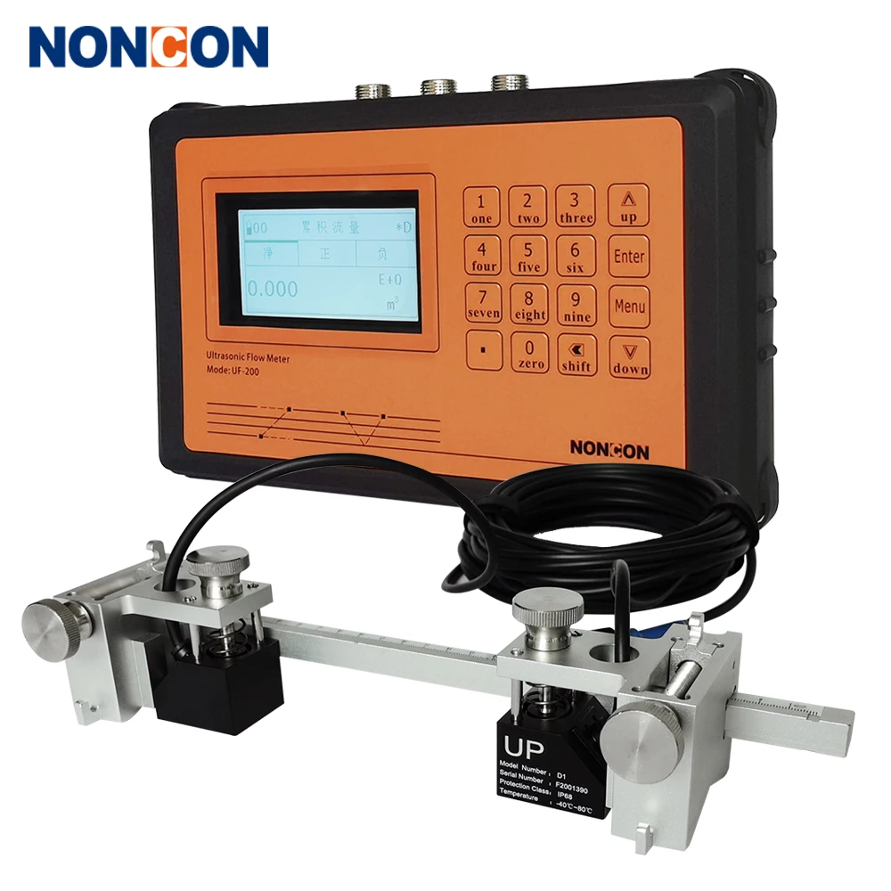 

NONCON RS485 SD river water Flow Meter DN25~1200 Portable Ultrasonic Flowmeter HEAT meter