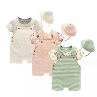 2022 new fashion baby clothing set romperoverallhat 3 piece set short sleeve baby boy girl clothes baby summer outerwear 0 12m