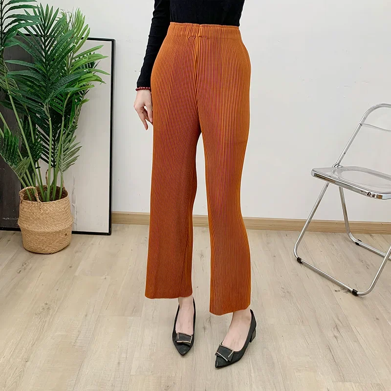 Плиссированные прямые брюки со складками женские повседневные новинка 2024