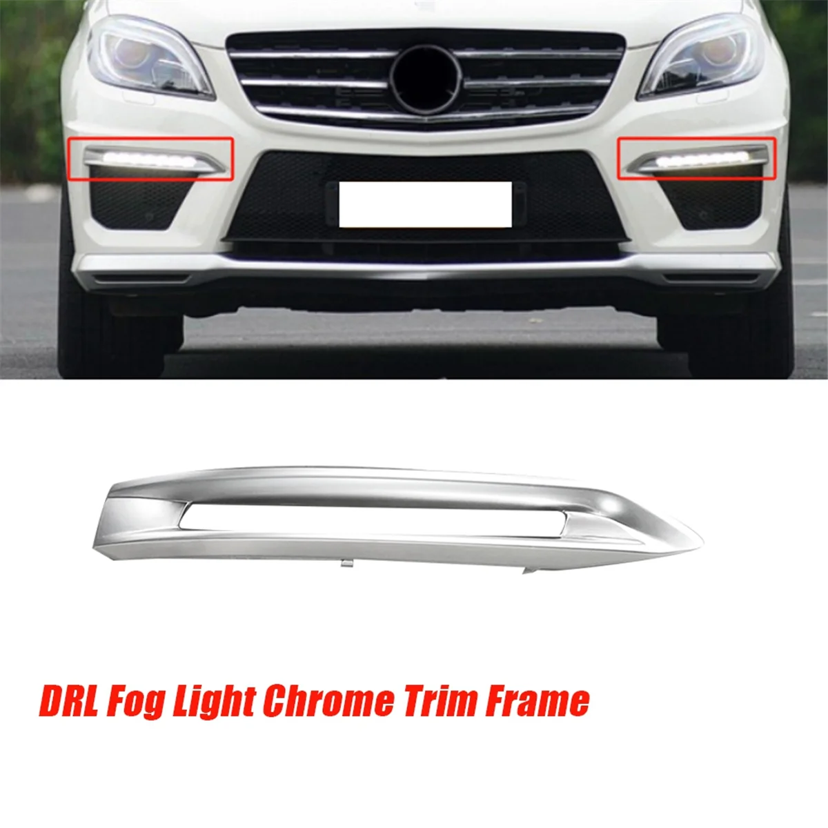 Правая передняя нижняя подсветка DRL хромированная рамка A1668851674 для Mercedes W166 ML/GLE 63