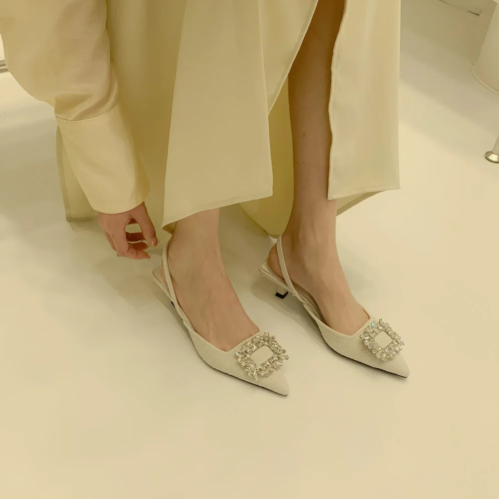 

Сандалии Baotou женские на среднем каблуке, туфли с острым носком, с вырезами на спине, обувь на высоком каблуке для женщин