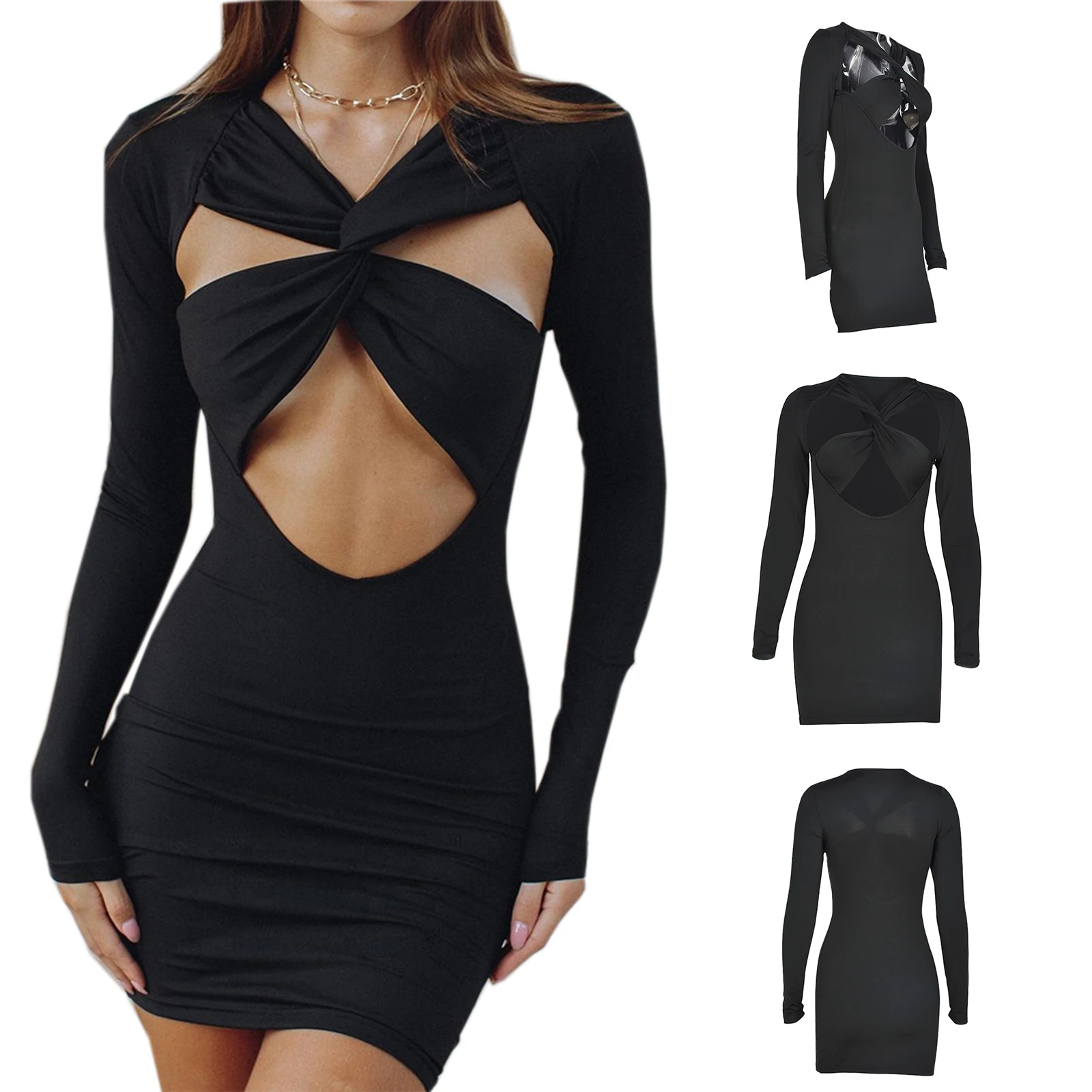 Женское облегающее платье пикантное клубвечерние вечернее мини-платье с длинным