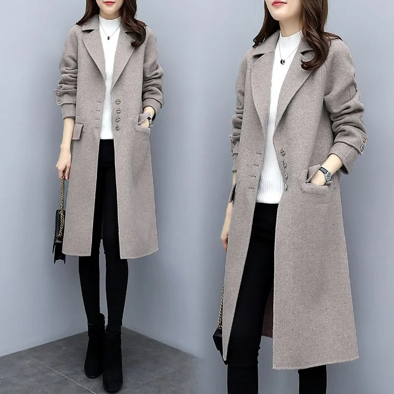 

Winter Coat Women Long Korean Style Women's Clothes Autumn Slim Wool Blends Outerwear Fall Trench Jacket Manteau Femme WPY4272