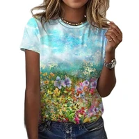 oversized summer tops 2021 new women short sleeve 3d flower print t shirt streetwear loose casual female tee tops