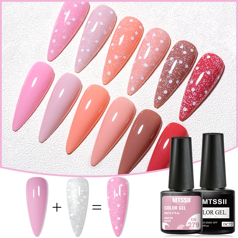 

Mtssii 7ml Snow Flake Gel Nail Polish Kit UV LED Semi Permanent Blue Green Pink White Snow Sequins Nails Art Design Varnish Colo