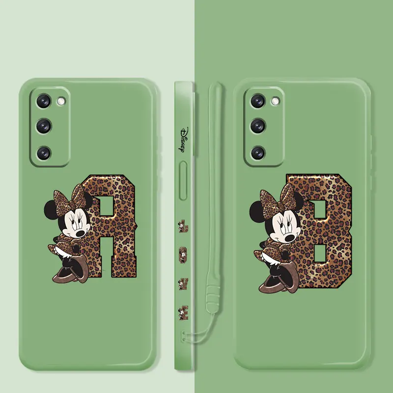 

Minnie Mouse Leopard Letter A B Case For Samsung Galaxy S22 S21 S20 S10 S8 S9 S10e Ultra Plus FE Note 20 Silicone Liquid Candy