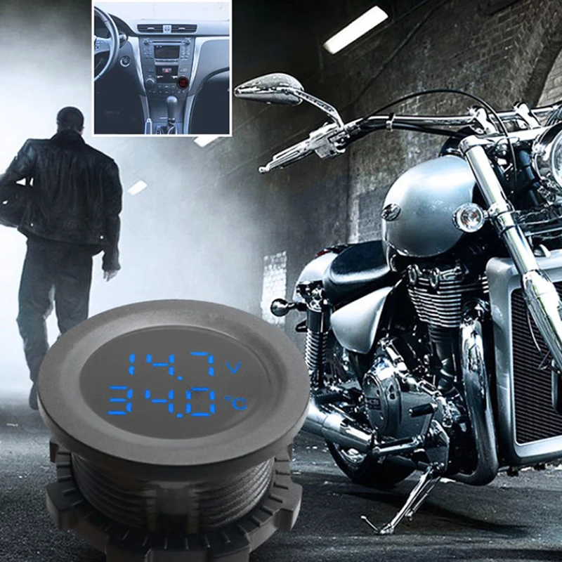 

Автомобильный Круглый вольтметр 12-24 В, автоматический измеритель напряжения, цифровой измеритель для автомобиля, мотоцикла, лодки, термометр