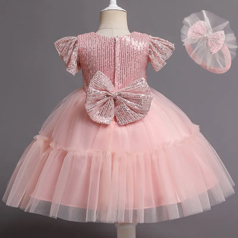 

Baby Flower Girls Princess Dress For Weddings Sequin Formal Prom Shiny Tulle Tutu Dress For Toddler Girl Kids Christmas Dresses