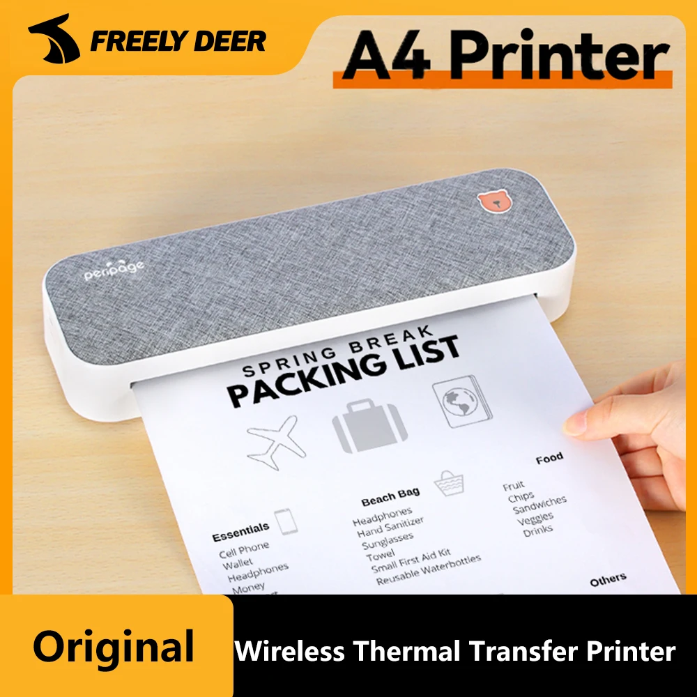 

PeriPage A4 Paper Printer Portable USB Bluetooth Wireless Thermal Transfer Printer Support Mobile Smartphone Android Printer
