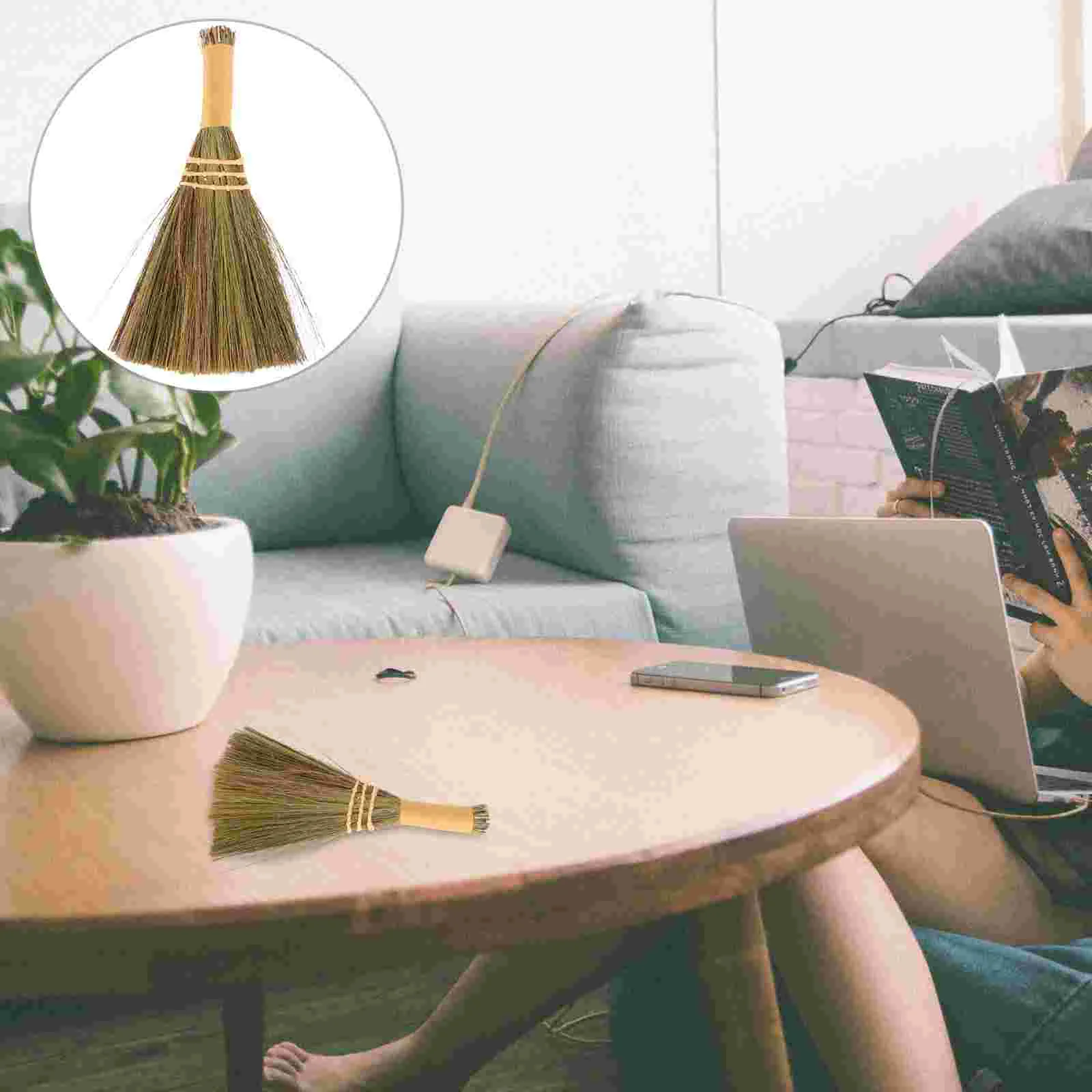 

Miscanthus Small Broom Cleaning Manual Dust Brush Household Removing Couch Sets Copper Wire Baby