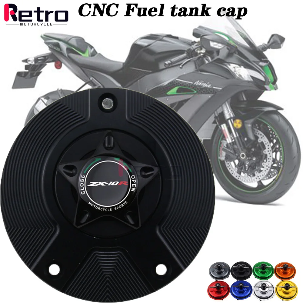 

For KAWASAKI ZX-10R NINJA 2006-2016 Logo 8 Colors CNC Aluminum Keyless Motorcycle Accessories Fuel Gas Tank Cap Cover