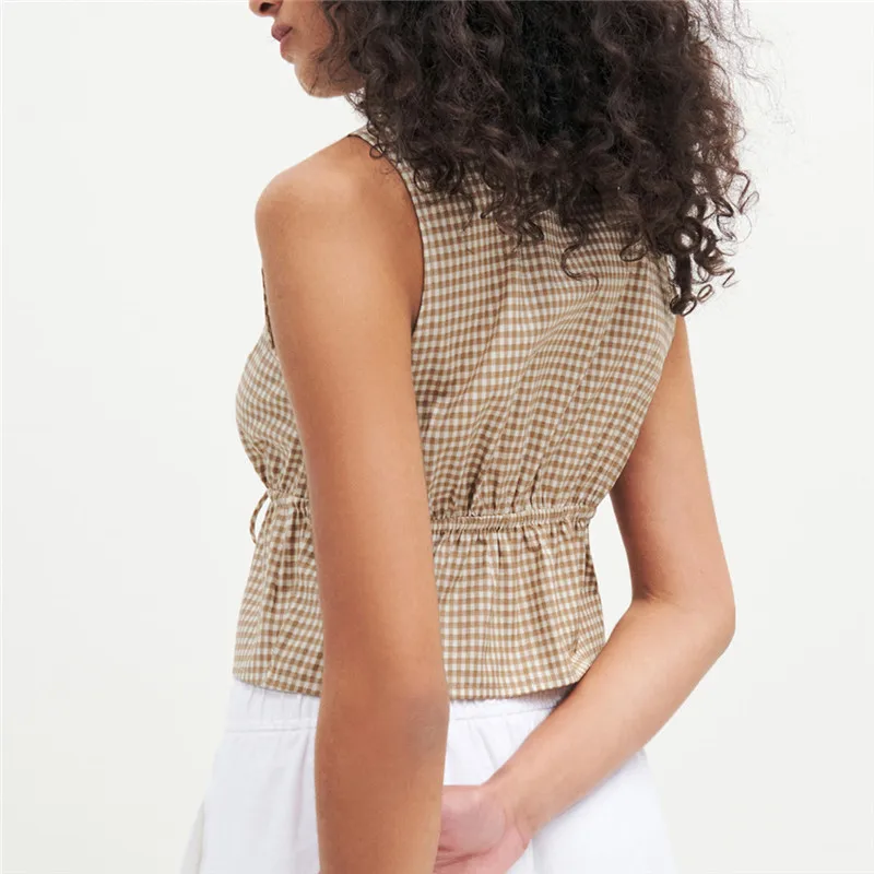 Женские полосатые рубашки Gaono Y2k с баской топы бантом спереди милый жилет
