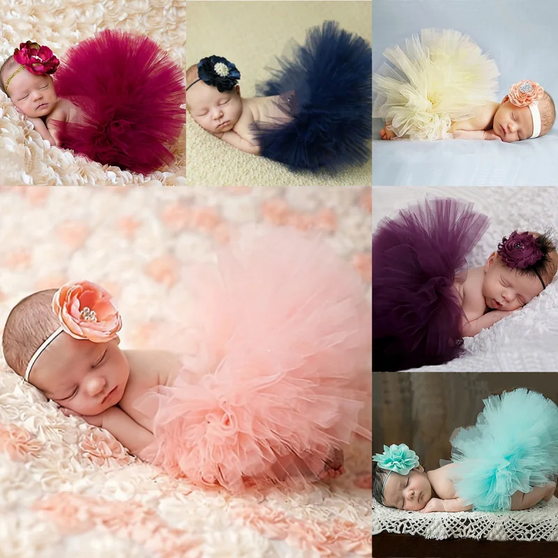 

Юбка-пачка для новорожденных, одежда для фотосъемки, наряд на первый день рождения для маленьких девочек, одежда для маленьких девочек, Тюлевая Пышная юбка, повязка на голову