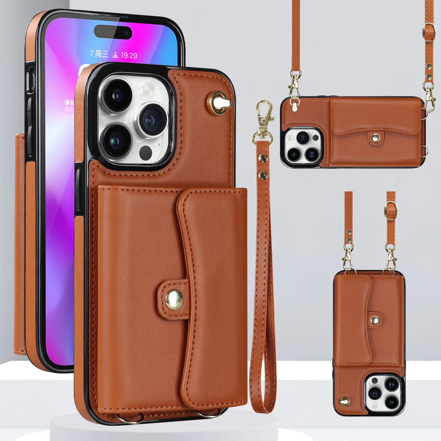 

Locikeiy is suitable for iPhone14promax mobile phone case iPhone13 Messenger organ card mobile phone leather case 12 11 Pro Max